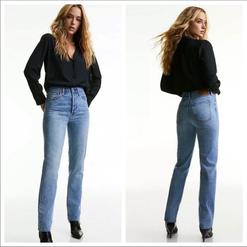 DENIM FORUM “Nina Stovepipe” Highwaist Denim Jeans